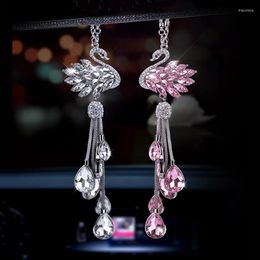 Décorations intérieures de voiture rétroviseur charme cristal cygne suspendu ornement strass décor chanceux pendentif filles femmes