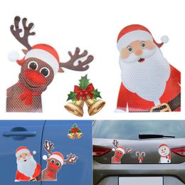 Decoraciones interiores Etiqueta engomada del coche Calcomanía magnética Decoración navideña Imán del refrigerador Santa Claus Muñeco de nieve Accesorios de decoración reflectante