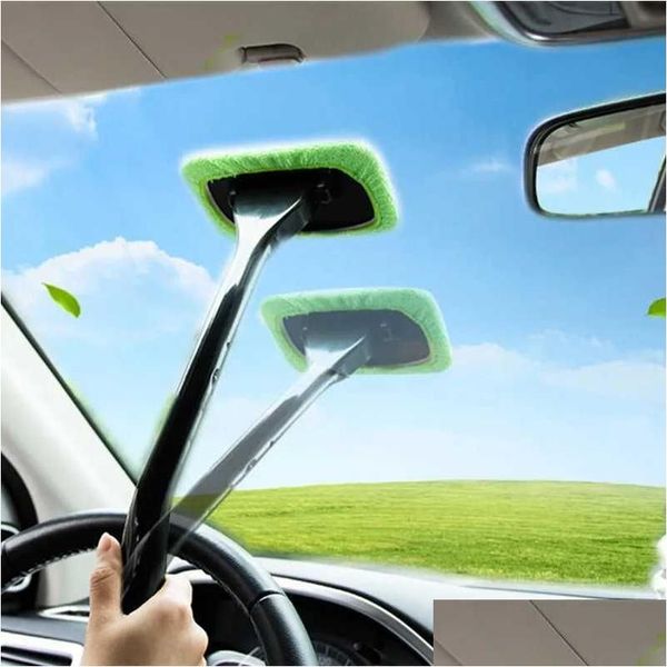 Decoraciones de interiores Limpiador de ventanas de automóviles Kit de cepillo Herramienta de lavado de limpieza de parabrisas Limpiador de vidrio interior con accesorios de mango largo Drop D Otatk