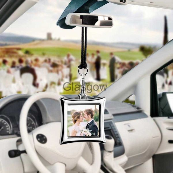 Décorations d'intérieur Cadre photo en métal avec pendentif de voiture créatif pour photo de bébé amoureux des animaux domestiques et de la famille Ornement automatique Décoration de rétroviseur intérieur x0718