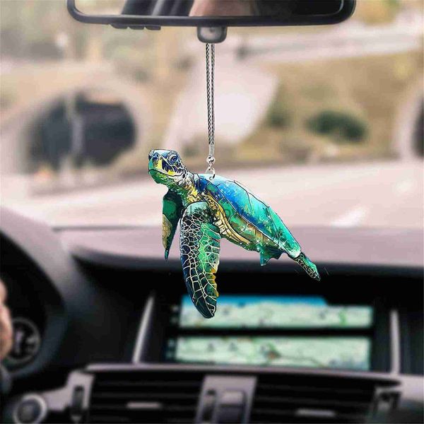 Décorations d'intérieur Creative tortue de mer pendentif tortue maman avec bébé ornement mignon voiture sac à dos tortue suspendu ornement décor à la maison accessoires x0718