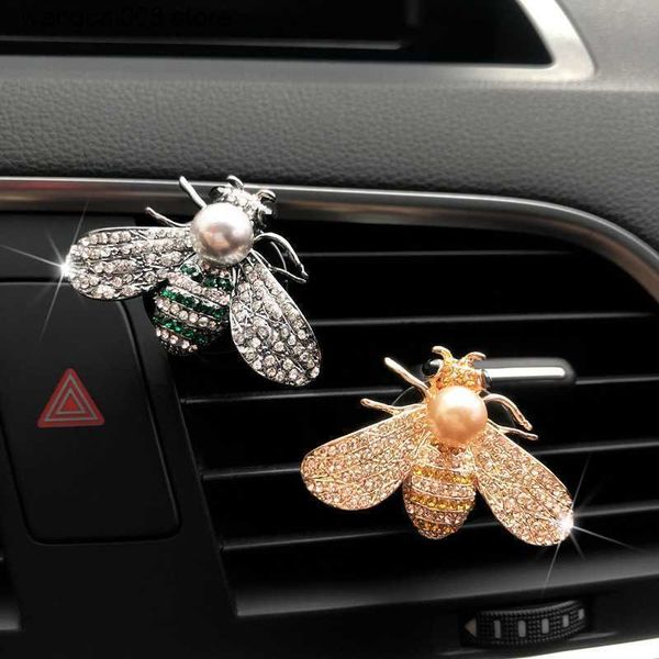 Decoraciones interiores Crystal Diamond Bee Car Ambientador Auto Outlet Perfume Bees Clip Accesorios interiores Car-styling Vent Difusor de fragancia T230717