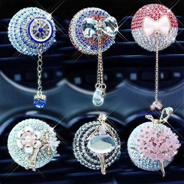 Décorations d'intérieur Cristal Pendentif Parfum Clip De Voiture Climatiseur Sortie Pinces Strass Solide Parfum Décoration Accessoires G 0209 L230523