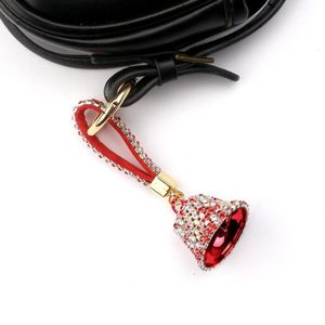 Décorations intérieures Crystal Rinestone Bell Keychain Lonyard For Keys Car Key Rings Decoration Bling Pink Accessories Girls Wholesale