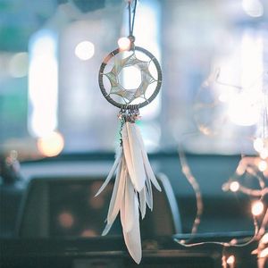 Interieurdecoraties Feather Pendan Auto -accessoire voor meisjes spiegel hangende hanger in auto etnische woninginrichting geluk ornamenten