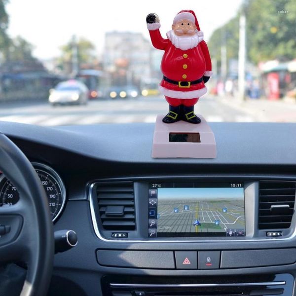 D￩corations int￩rieures cadeau id￩al Solar Santa Dancing Toy Car Shaking Head Decoration Ornements Home Auto Decor Dash Toard Toys