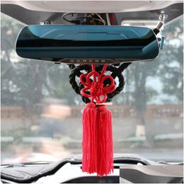 Interieurdecoraties JP Junction produceren kin tsuna touw fusa kiku knopen voor auto achteruitkijk spiegel ornamenten zwarte witte Chinese mascotte dh4yr