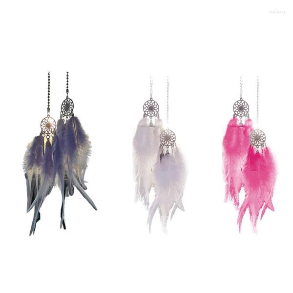 Décorations intérieures Mini Voiture Suspendue Ornement Dream Catcher pour la décoration Boho Pendentif Accrocher sur les rétroviseurs Double Plume QW