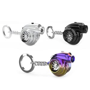 Interieurdecoraties Mini turbo turbocompressor sleutelhanger LED licht draaiende turbine sleutelhanger ring met motorgeluid auto accessoires interieur de