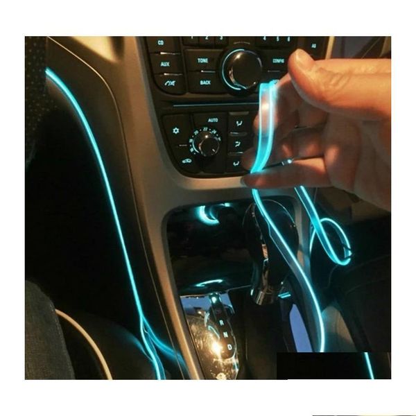 Décorations intérieures Motoers 5M Accessoires de voiture Atmosphère Lampe El Ligne de lumière froide avec USB DIY Tableau de bord décoratif Console LED Amb DH1W3