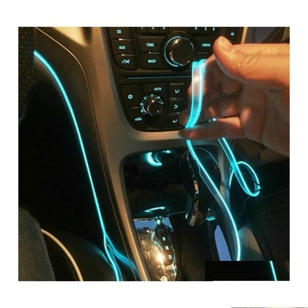 Décorations intérieures Motoers 5M Accessoires de voiture Lampe d'ambiance El Ligne de lumière froide avec USB DIY Tableau de bord décoratif Console LED Amb Dhbyi