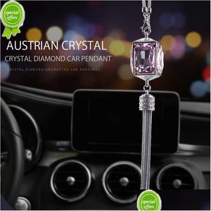 Décorations d'intérieur Nouveau pendentif de voiture en cristal rétroviseur mobile rose ornements suspendus accessoires d'intérieur en diamant pour Drop Deliv Dhoek
