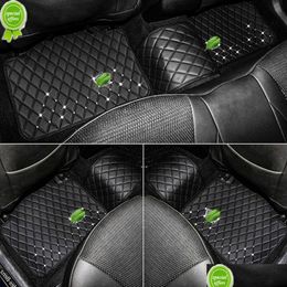 Décorations intérieures Nouveaux tapis de sol en cuir pour voiture Tapis de pied personnalisés Tapis mobile Ers Bling Accessoires Drop Livraison Automobiles Mot Dhncb