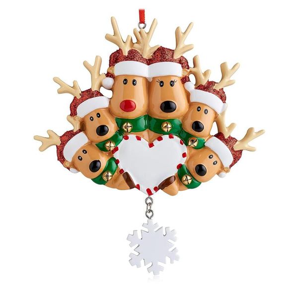 Decoraciones interiores familia de renos personalizada de adorno para árbol de Navidad lindo ciervo regalo de vacaciones año 2021 colgante artesanías de resina