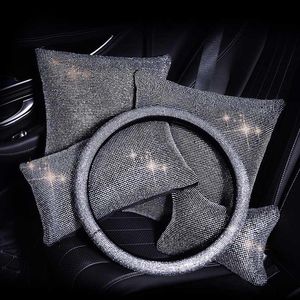 Décorations intérieures Strass Crystal Couverture de ceinture de sécurité de voiture Pad Coussin de cou Oreiller Support de taille Diamant Volant Accessoires Femmes