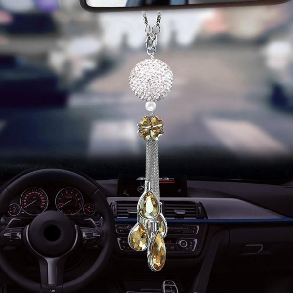 Decoraciones interiores Aleación de ajuste Bola de vista trasera universal Decoración para el hogar Espejo de coche brillante duradero Accesorios de adorno colgante Colgante de cristal