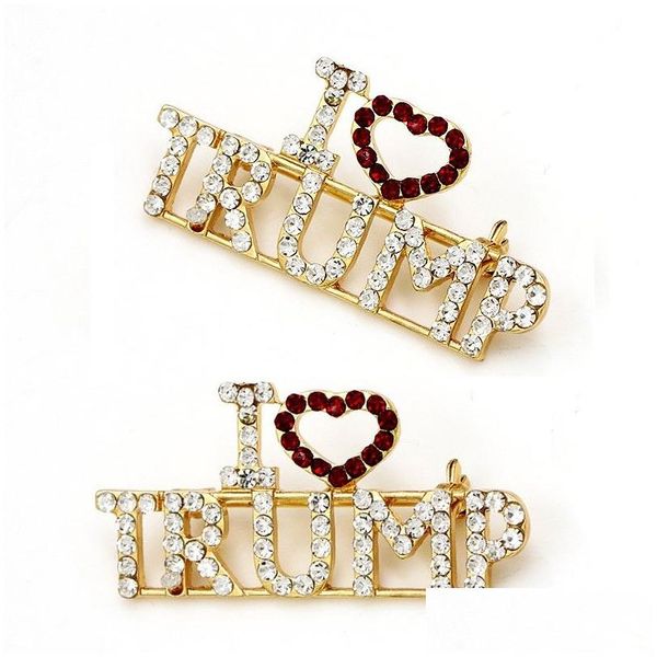 Decoraciones de interiores Trump I Love Broche Abrigo Joyería Broches Regalos Diamante Estilo femenino Moda Cor Vestido Drop Entrega Automóviles Otmjo