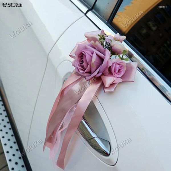 Decoraciones de interiores Manija de la puerta del automóvil de boda Espejo retrovisor Adorno Decoración Principal Producto único Simulación Disco de flores CD50 Q03