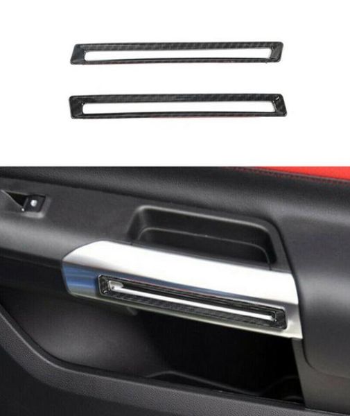 Decoración del anillo de manija de la puerta interior Accesssoros para Ford Mustang 15 Carbon Fiber 2PC1229914