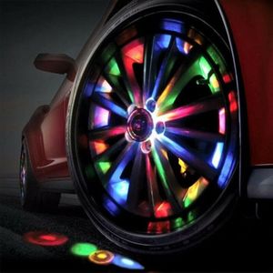 Innerexternale lichten 4-modi 12 LED RGB Auto Auto Solar Energy Flash Wheel Tire Light Lamp Decor 6.5 * 6.5 * 4.5cm Helder