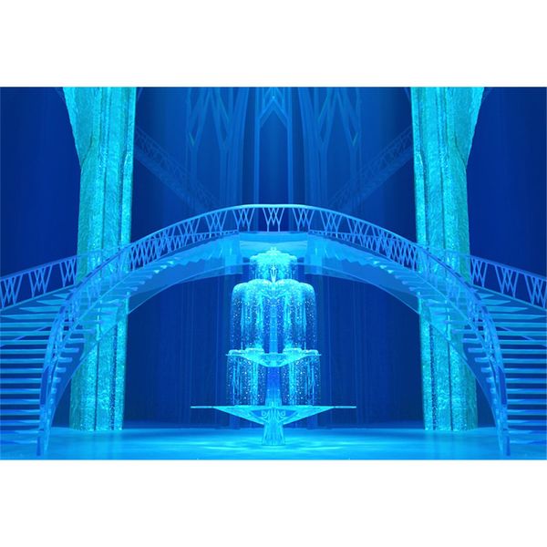 Intérieur Frozen Palace Photographie Décors Princesse Château Bleu Glace Escaliers Conte de Fées Enfants Enfants Studio Séance Photo Fond