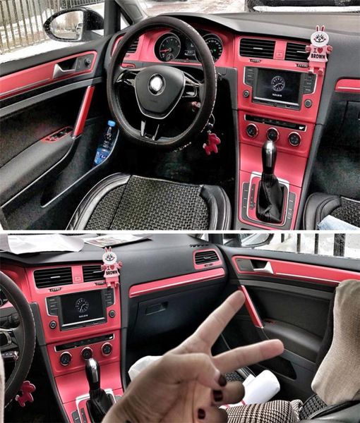 Interior Sport Red Carbon Fiber Protection Pegalias Fibra Decalas Auto Car Styling para VW Golf 7 Mk7 GTI Accesorios2874278