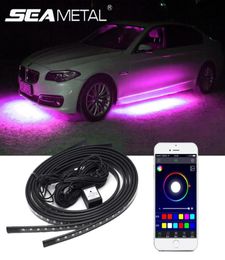 Lumières extérieures intérieures 12V Led sous la lumière de la voiture bande Flexible RGB lampe décorative colorée APP télécommande Underbod1970648