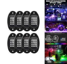 IntérieurExternal Lights Pods RGB LED Rock Kit Underglow Néon multicolore avec contrôle par application Bluetooth pour camion ATV UTV SUV7737070