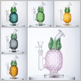 Forma de piña única Bongs Reciclador de narguiles de 7 pulgadas Plataformas de dab de aceite de vidrio grueso 14 mm Tubos de agua de burbujeador de huevo fabuloso conjunto femenino con tazón