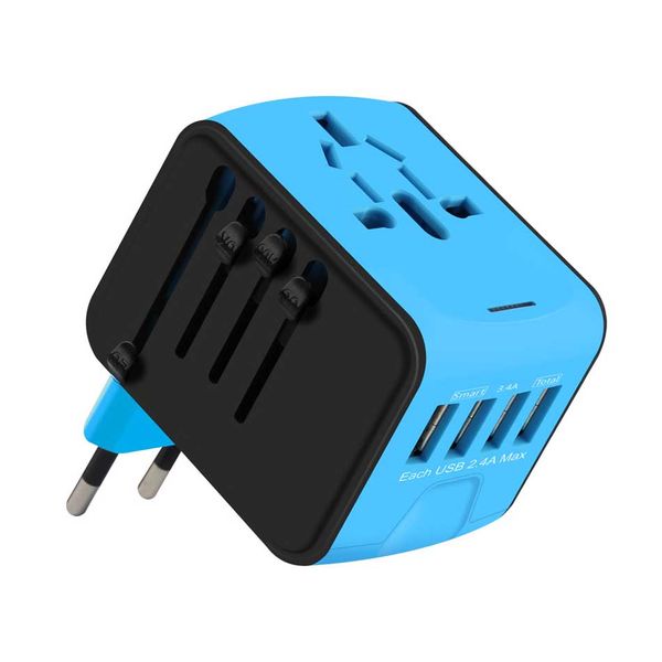 Adaptateur de voyage international chargeur d'alimentation universel dans le monde entier tout en un 4 USB avec prise électrique parfait pour le convertisseur européen US EU UK AU