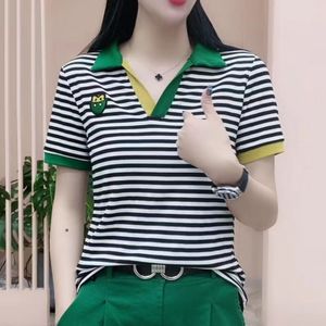 Internet Celebrity Popular Women's Polo Shirt 2024 Zomer Nieuwe mode Solid Color Foreign Style Verse-Neck losse korte mouwen T-shirt dames top