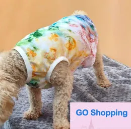 Chaleco para perros teñido anudado del mismo estilo de celebridades de Internet, ropa para perros de marca de moda, ropa para perros pequeños de primavera y verano