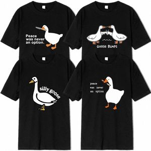 Internet Famoso Big White Duck Camiseta divertida impresa Hombres Mujeres Pareja Manga corta 100% Cott Camiseta negra O-cuello Ropa W0Uh #