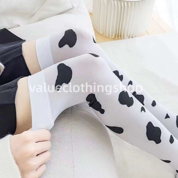 Bas de vache célèbres sur Internet, bas en dentelle amincissante, longueur aux genoux, fins, blancs, mouchetés, noirs, en soie, sexy, Instagram
