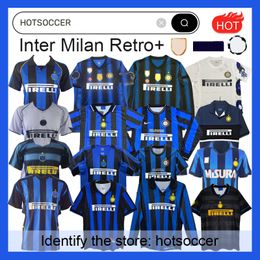 Inters Milans Retro Soccer Jerseys Ronaldo Crespo Adriano 97 98 99 00 01 02 03 04 05 07 08 09 2010 Finales Milito Sneijder J.Zanetti Eto'o Vintage Classic Football Shirt