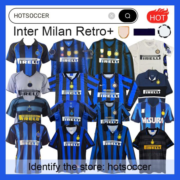 Inters Milans Retro Soccer Jerseys Ronaldo Crespo Adriano 97 98 99 00 01 02 03 04 05 07 08 09 2010 Finales Milito Sneijder J.Zanetti Eto'o Vintage Classic Football Shirt