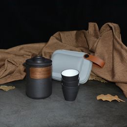 Service à thé Kung Fu Portable à intervalle, avec théière et tasses à thé résistantes à la chaleur, service à thé de voyage 4 pièces pour usage extérieur 240328