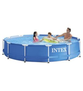 INTEX 36676cm blauw Piscina zwembadset met rond frame, pijpenrek, vijver, groot familiezwembad met filterpomp B320016686167