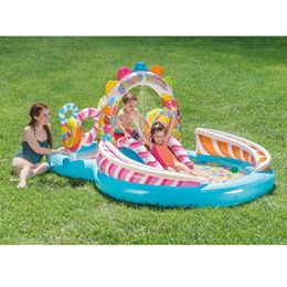 Intex Kids Inflable Candy Zone Swim Play Center Splash Pool W Waterslide 240506