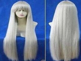 Inuyasha kurama pelucas completas rectas de Cosplay blancas plateadas largas 100cm3207480