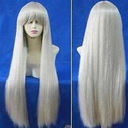 Inuyasha Kurama Long Silver White Cosplay Wigs rectas 100cm314k