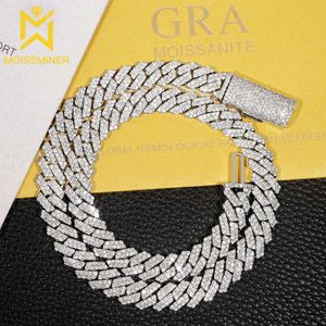 Inventaris Clear 10mm Moissanite Cuban Link Iced Out Necklace for Men Women Hip Hop S Sier Chain Pass Diamonds Tester