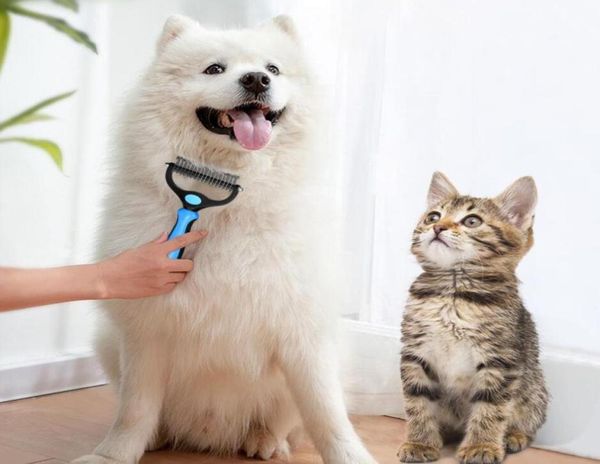 Inventaire entier Pet Fur Not Cutter Chien de toilettage outil de décharge de chats Repoisement des cheveux Brosse de peigne à double face 7807932