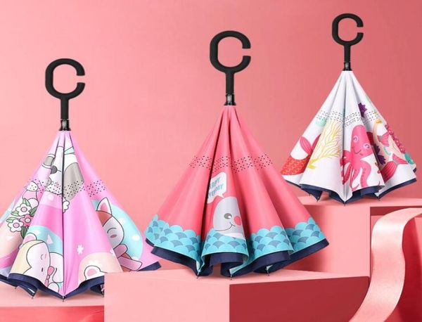 Parapluies inversés avec poignée pliable pour enfants, coupe-vent, à l'envers, pour l'extérieur, imperméable, pour filles et garçons, 5526317