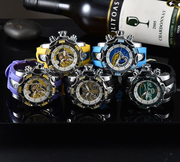 Invicto Reloj deportivo de cuarzo para hombre con fecha Color Zeus Reloj con cinta de alambre de acero Hora mundial Función completa Cierre plegable 51 mm