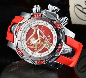 Invicto Men's Sports Quartz Date Watch Red Zeus Steel Strap Watch Full Fonction Time Temps Pliage Classe 51 mm