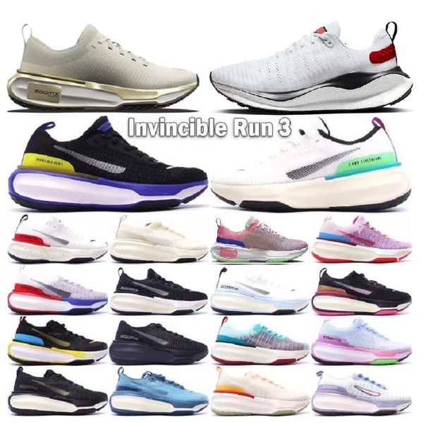 Invincible Run FK 3 Blanc Cobalt Bliss Marathon Chaussures Designer ReactX Infinity Run 4 BlackNoise Aqua Green Abyss Blue Tint Green Strike Hommes Femmes Sports Baskets Basses