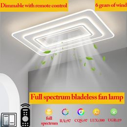 Onzichtbare blaasloze plafondventilator licht op afstand afstandsbediening ventilatorlamp zonder messen led circulator decoratie slaapkamer woonkamer