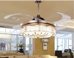 Onzichtbare plafondventilatoren Woonkamer Afstandsbediening Fanlichten Slaapkamer Eenvoudige moderne intrekbare riem LED Mute Elektrische ventilator Kroonluchters