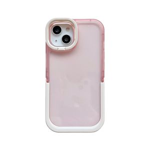 Invisible Folding Double Stand Holder Clear Phone Case voor iPhone 14 Plus 13 12 11 Pro Max XR Luxe snoepkleuren Cover schokbestendig